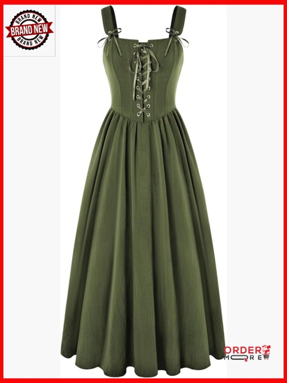 Sleeveless Lace Up Renaissance Cottagecore Long Dress Medieval Costume